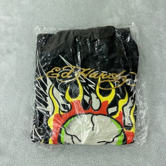 Ed Hardy NWT Men's Sz Small Flaming Skull Graphic Tattoo Fleece Pullover Hoodie - Picture 4 of 11